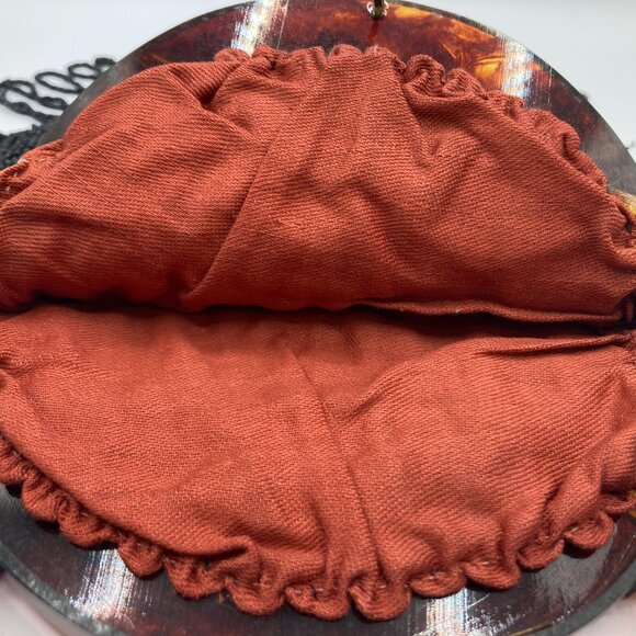 Hand Beaded and Sewn Beaded Bag/Purse wit Tortoise Shell Frame Antique Victorian - Picture 10 of 10